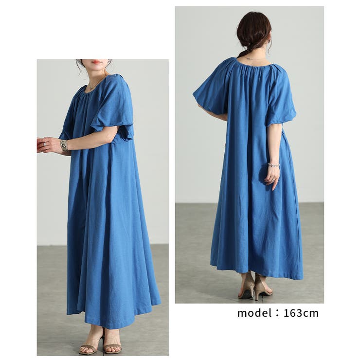 柔らかな雰囲気宿るバルーンスリーブインド綿ワンピース レディース ファッション | Sawa a la mode | 詳細画像10 