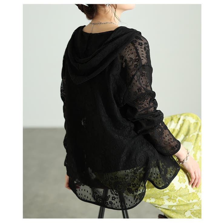 重ね着を盛り上げる花柄レース刺繍メッシュパーカー レディース ファッション | Sawa a la mode | 詳細画像8 