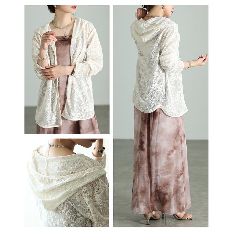 重ね着を盛り上げる花柄レース刺繍メッシュパーカー レディース ファッション | Sawa a la mode | 詳細画像19 