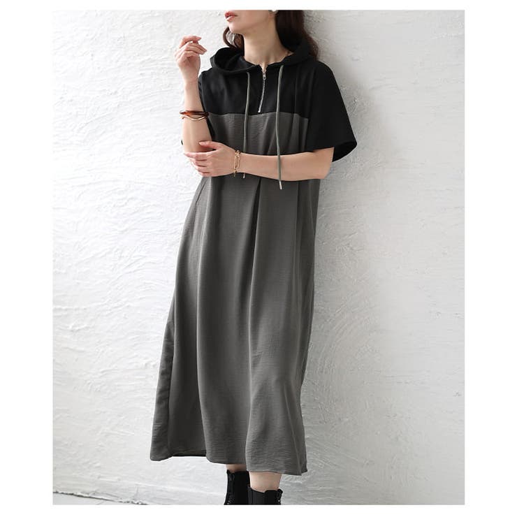 一枚でこなれ見えする配色切り替えフーディーワンピース レディース ワンピース | Sawa a la mode | 詳細画像18 