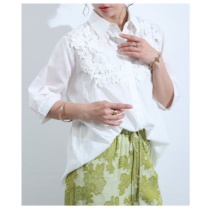 着るだけで華やぐ花レース刺繍シャツブラウス レディース トップス | Sawa a la mode | 詳細画像16 