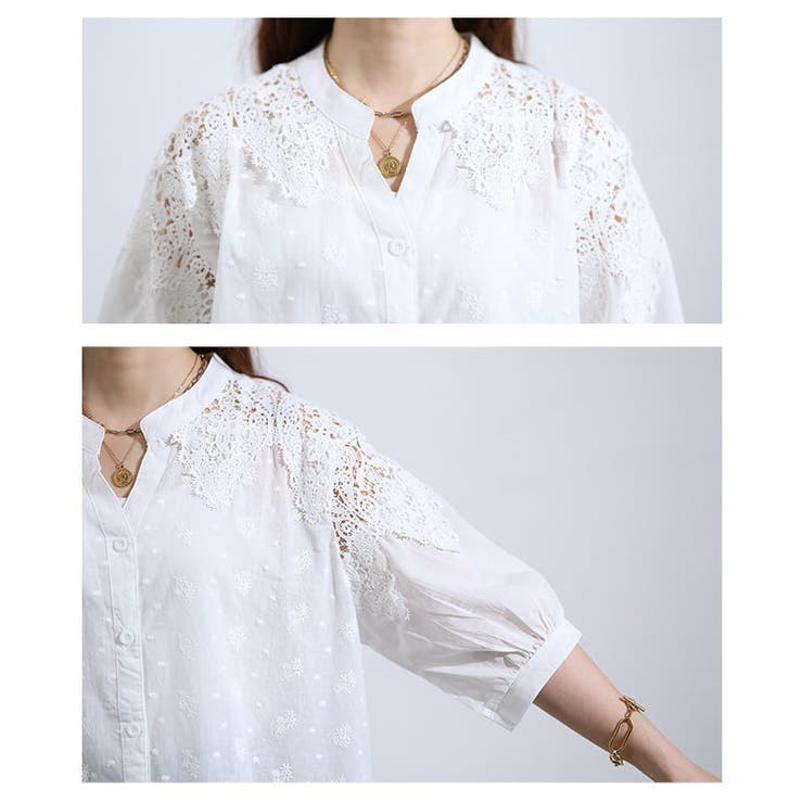 涼やかに上品見えする花刺繍コットンブラウス レディース トップス | Sawa a la mode | 詳細画像5 