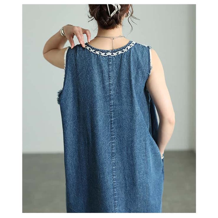 涼しく華やぐ刺繍入り裾フリンジインド綿ワンピース レディース ワンピース | Sawa a la mode | 詳細画像12 