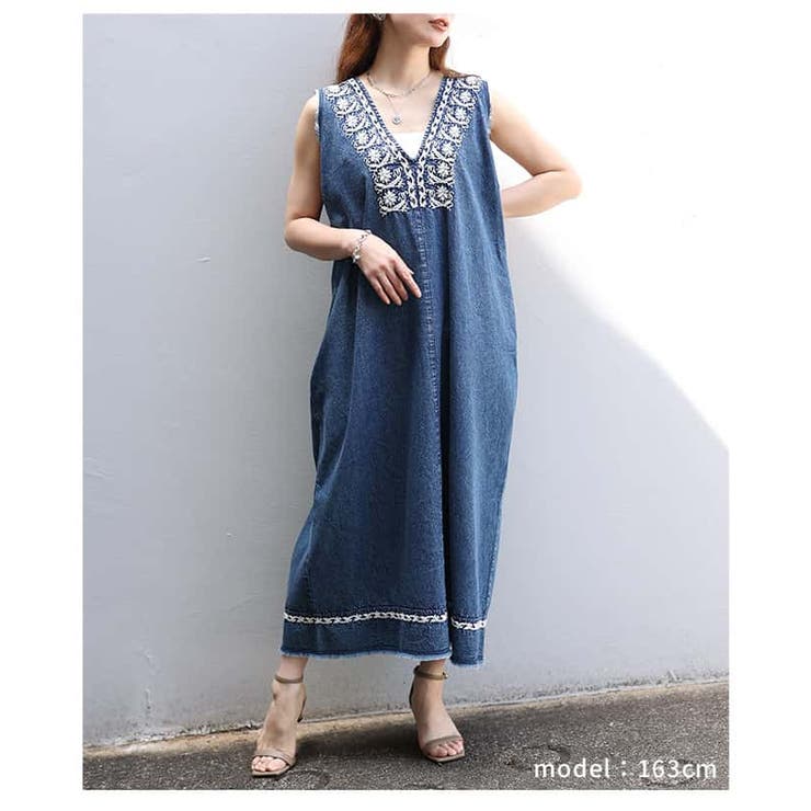 涼しく華やぐ刺繍入り裾フリンジインド綿ワンピース レディース ワンピース | Sawa a la mode | 詳細画像13 