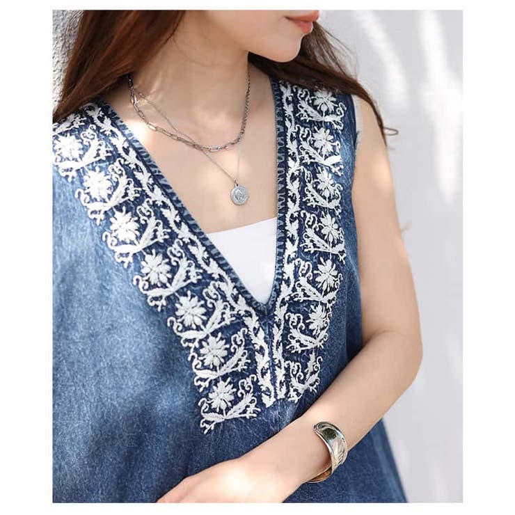 涼しく華やぐ刺繍入り裾フリンジインド綿ワンピース レディース ワンピース | Sawa a la mode | 詳細画像15 