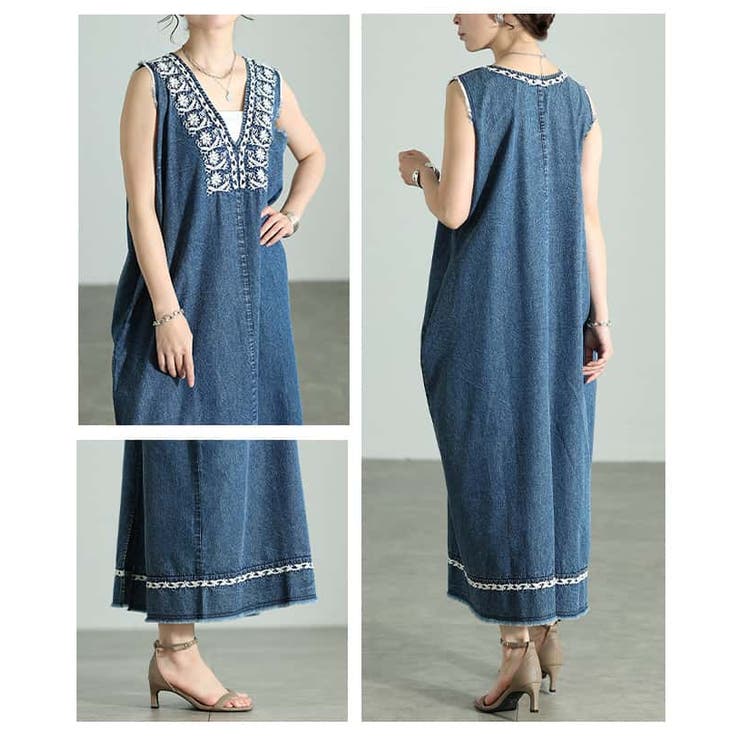 涼しく華やぐ刺繍入り裾フリンジインド綿ワンピース レディース ワンピース | Sawa a la mode | 詳細画像17 