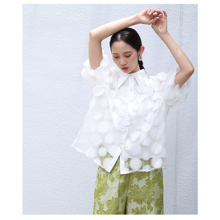 視線をクギ付けにする立体ドット異素材レイヤードブラウス レディース ファッション | Sawa a la mode | 詳細画像8 