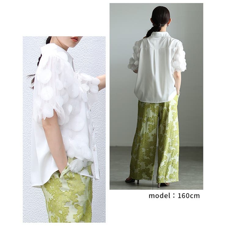 視線をクギ付けにする立体ドット異素材レイヤードブラウス レディース ファッション | Sawa a la mode | 詳細画像9 