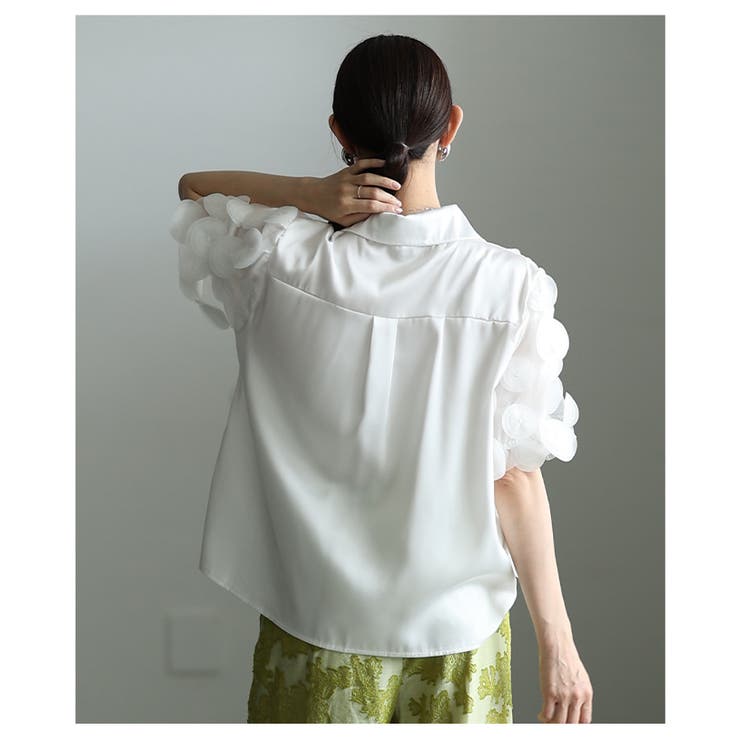 視線をクギ付けにする立体ドット異素材レイヤードブラウス レディース ファッション | Sawa a la mode | 詳細画像10 