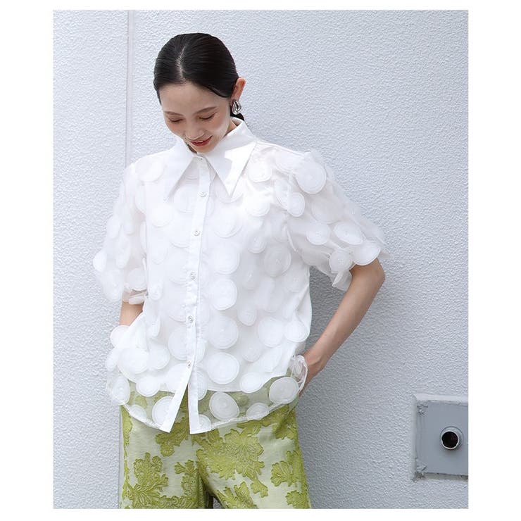 視線をクギ付けにする立体ドット異素材レイヤードブラウス レディース ファッション | Sawa a la mode | 詳細画像11 