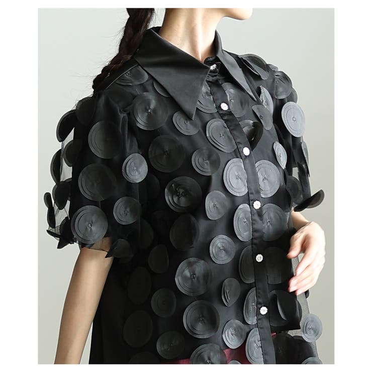視線をクギ付けにする立体ドット異素材レイヤードブラウス レディース ファッション | Sawa a la mode | 詳細画像17 