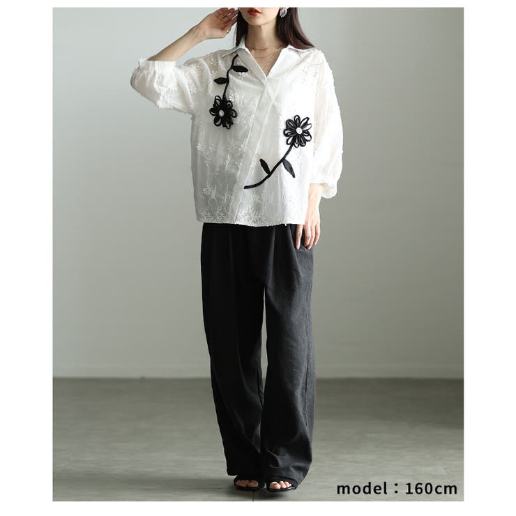 感性を添える立体モチーフ花柄刺繍パフスリーブブラウス レディース ファッション | Sawa a la mode | 詳細画像20 