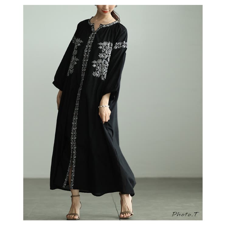 特別な日に変わる花柄刺繍入りインド綿ワンピース レディース ファッション | Sawa a la mode | 詳細画像2 
