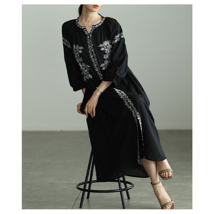 特別な日に変わる花柄刺繍入りインド綿ワンピース レディース ファッション | Sawa a la mode | 詳細画像4 