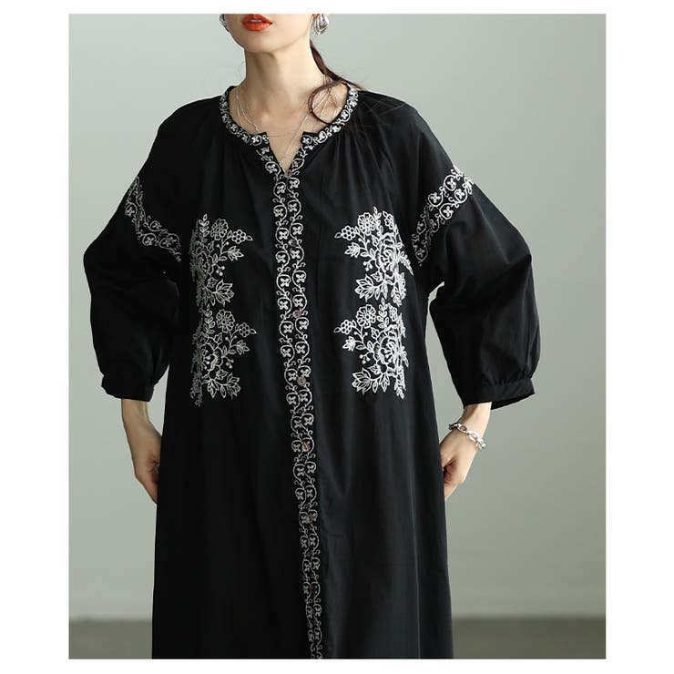 特別な日に変わる花柄刺繍入りインド綿ワンピース レディース ファッション | Sawa a la mode | 詳細画像7 
