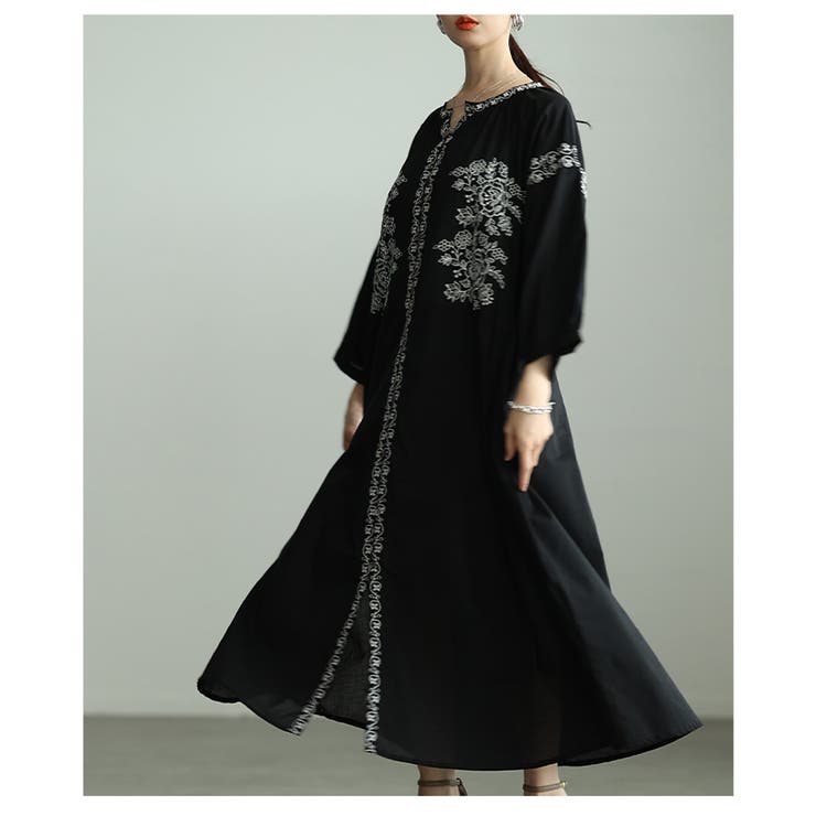 特別な日に変わる花柄刺繍入りインド綿ワンピース レディース ファッション | Sawa a la mode | 詳細画像8 