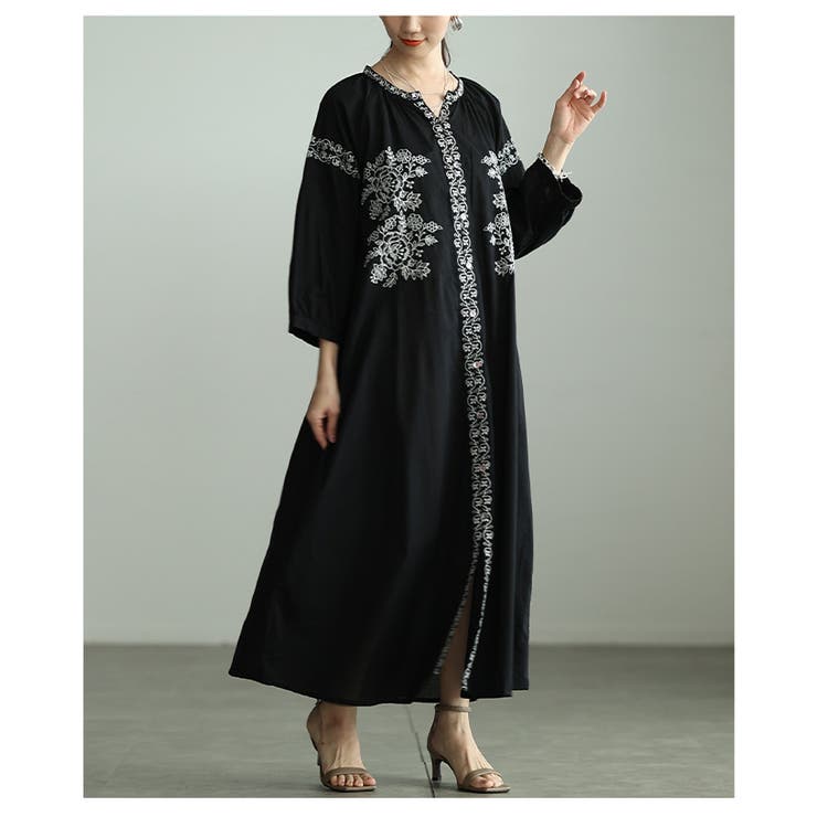 特別な日に変わる花柄刺繍入りインド綿ワンピース レディース ファッション | Sawa a la mode | 詳細画像9 