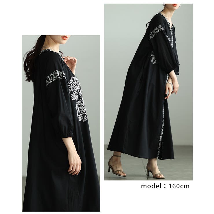 特別な日に変わる花柄刺繍入りインド綿ワンピース レディース ファッション | Sawa a la mode | 詳細画像10 