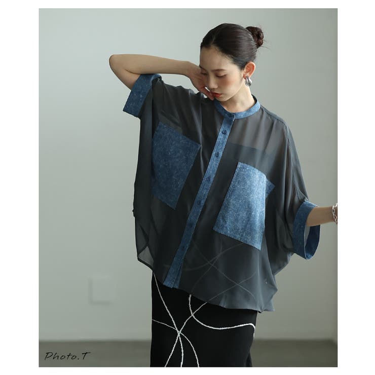 ふわりと舞う軽やかな異素材シアードルマンブラウス レディース ファッション | Sawa a la mode | 詳細画像2 