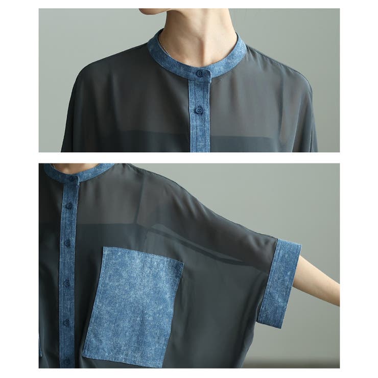 ふわりと舞う軽やかな異素材シアードルマンブラウス レディース ファッション | Sawa a la mode | 詳細画像5 
