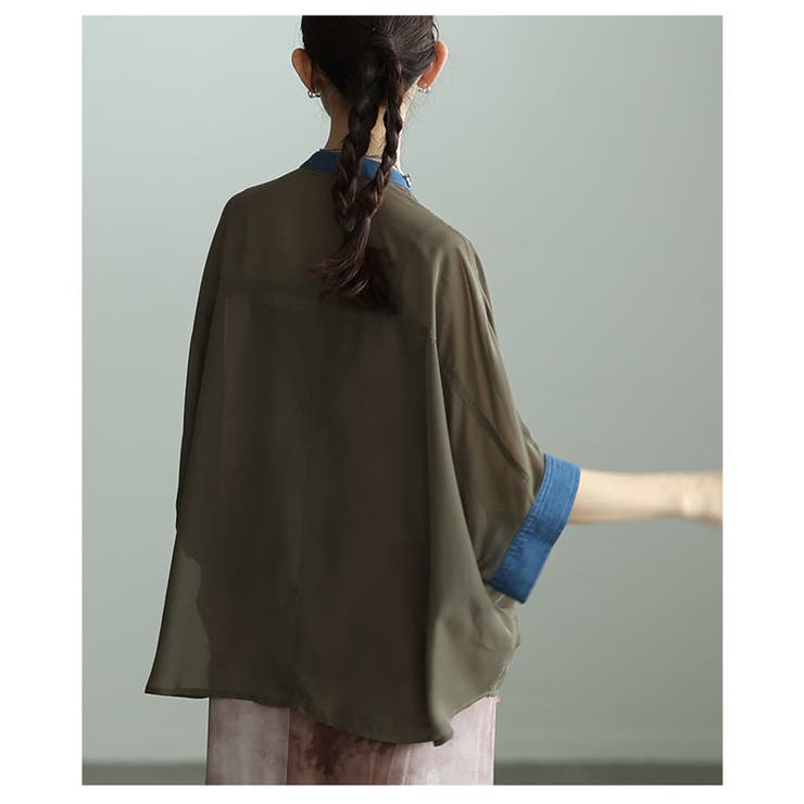 ふわりと舞う軽やかな異素材シアードルマンブラウス レディース ファッション | Sawa a la mode | 詳細画像14 