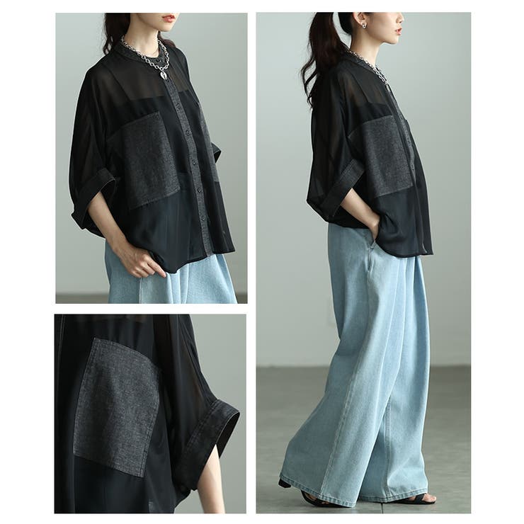 ふわりと舞う軽やかな異素材シアードルマンブラウス レディース ファッション | Sawa a la mode | 詳細画像18 