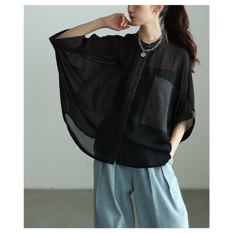 ふわりと舞う軽やかな異素材シアードルマンブラウス レディース ファッション | Sawa a la mode | 詳細画像20 