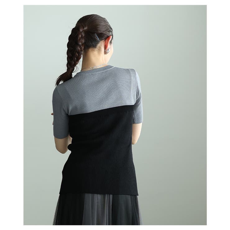重ねず洒落るブロック配色デザインサマーニット レディース ファッション | Sawa a la mode | 詳細画像12 