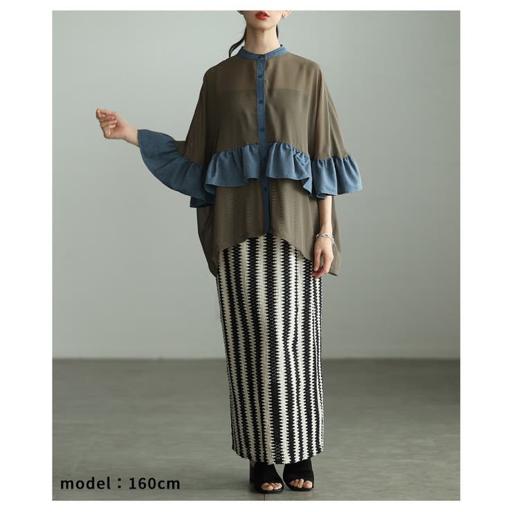 ふわり風を纏うような異素材フリルシアーブラウス レディース ファッション | Sawa a la mode | 詳細画像4 