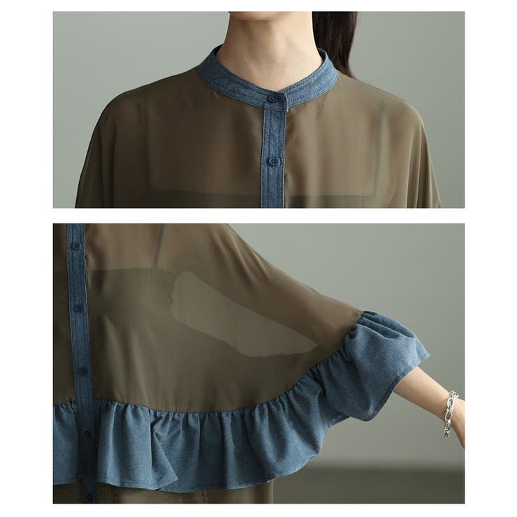 ふわり風を纏うような異素材フリルシアーブラウス レディース ファッション | Sawa a la mode | 詳細画像5 
