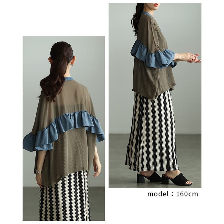 ふわり風を纏うような異素材フリルシアーブラウス レディース ファッション | Sawa a la mode | 詳細画像8 