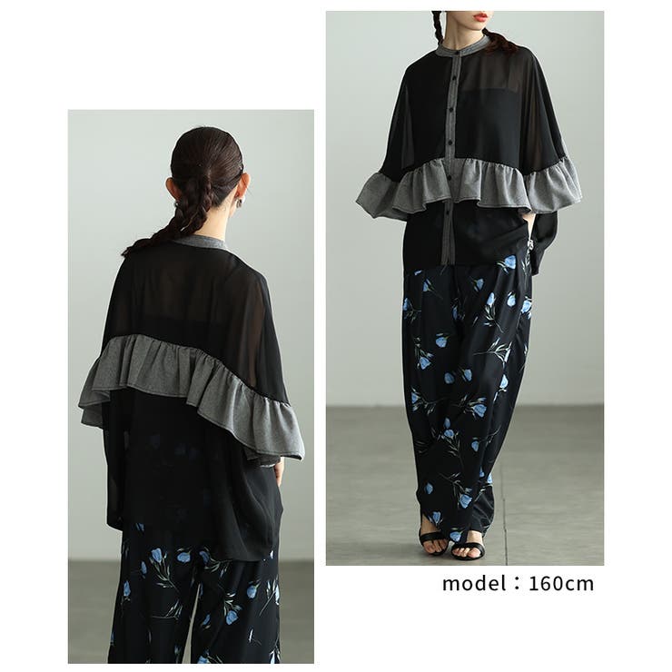 ふわり風を纏うような異素材フリルシアーブラウス レディース ファッション | Sawa a la mode | 詳細画像13 