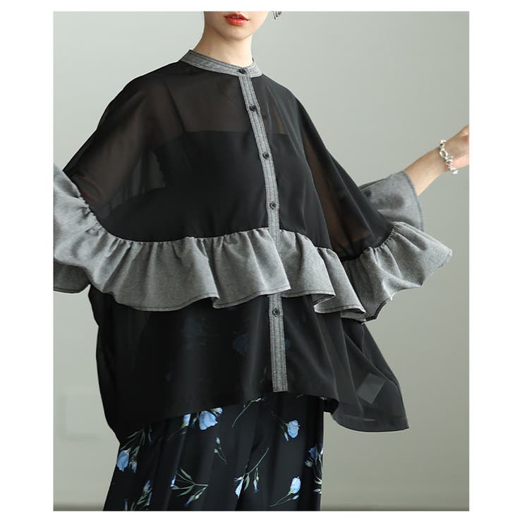 ふわり風を纏うような異素材フリルシアーブラウス レディース ファッション | Sawa a la mode | 詳細画像16 
