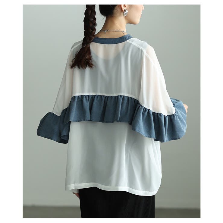 ふわり風を纏うような異素材フリルシアーブラウス レディース ファッション | Sawa a la mode | 詳細画像22 