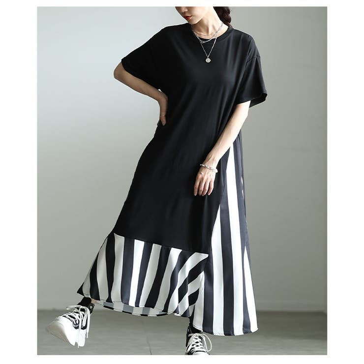 歩くたびに揺れるストライプ切替フレアロングワンピース レディース ワンピース | Sawa a la mode | 詳細画像14 