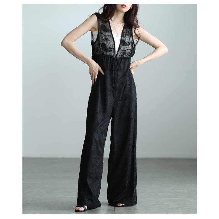 オリエンタルなペイズリーレースサロペットワイドパンツ レディース ファッション | Sawa a la mode | 詳細画像8 