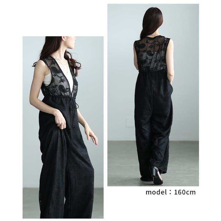 オリエンタルなペイズリーレースサロペットワイドパンツ レディース ファッション | Sawa a la mode | 詳細画像10 