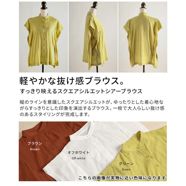 すっきり映えるスクエアシルエットシアーブラウス レディース トップス | Sawa a la mode | 詳細画像3 