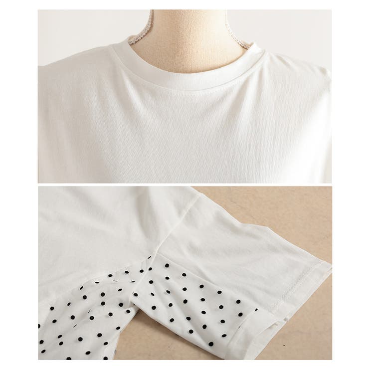 後ろ姿も惹きつけるドット柄チュールレイヤードTシャツ レディース ファッション | Sawa a la mode | 詳細画像23 