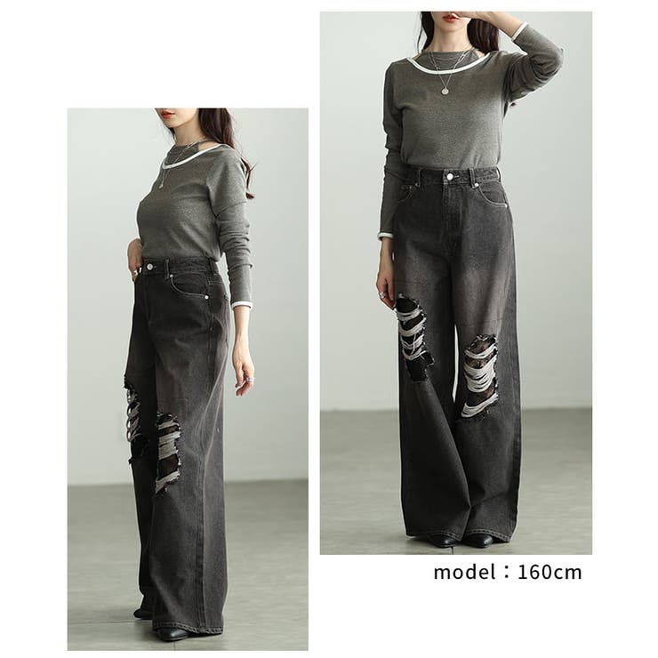 抜け感生まれるレースインダメージデニムパンツ レディース パンツ | Sawa a la mode | 詳細画像10 