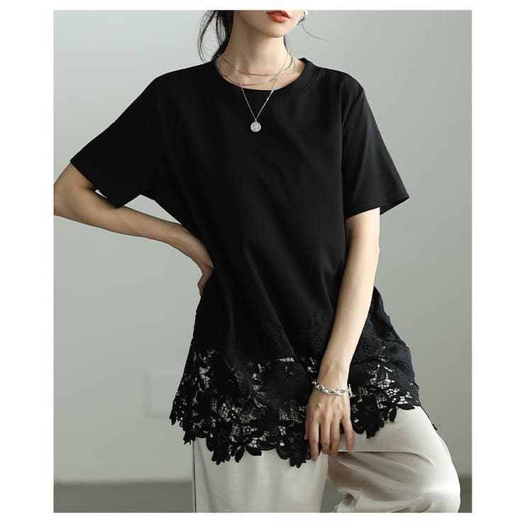繊細レースで差がつくレースヘムロングTシャツ レディース トップス | Sawa a la mode | 詳細画像15 