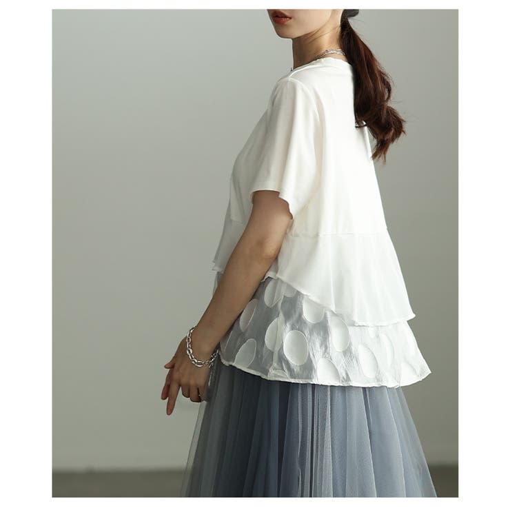 自然な奥行きが目を惹く異素材ドットティアードカットソー レディース ファッション | Sawa a la mode | 詳細画像8 