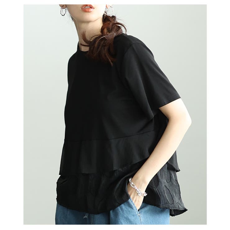 自然な奥行きが目を惹く異素材ドットティアードカットソー レディース ファッション | Sawa a la mode | 詳細画像21 
