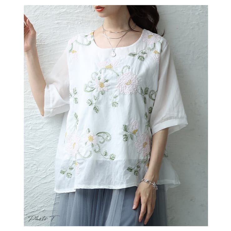 毎日に華を添える花刺繍シアーブラウス レディース トップス | Sawa a la mode | 詳細画像2 