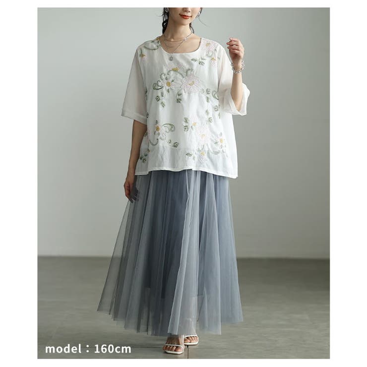 毎日に華を添える花刺繍シアーブラウス レディース トップス | Sawa a la mode | 詳細画像7 