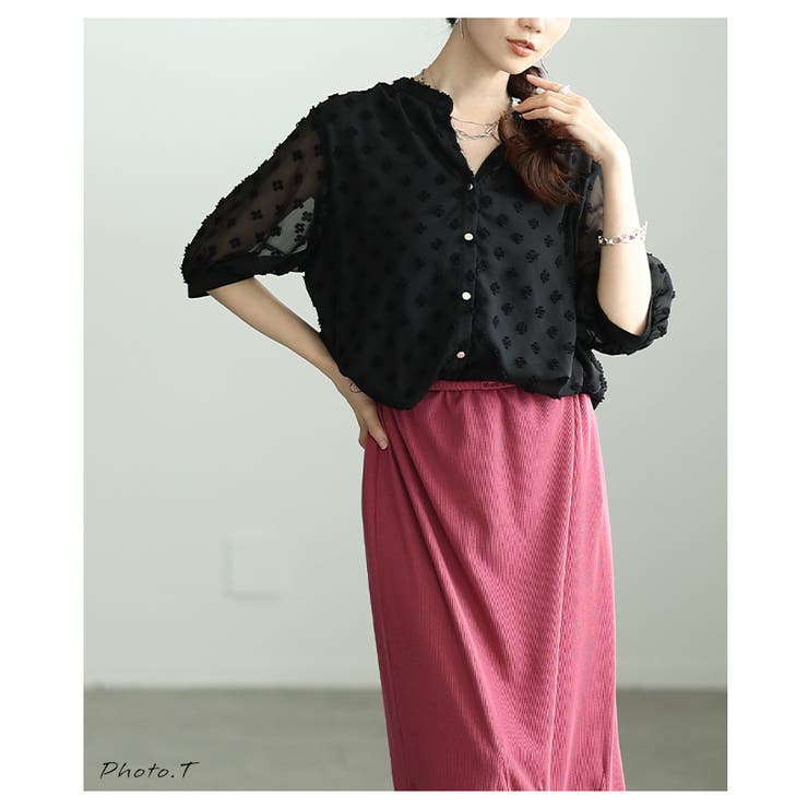 立体感で魅せる立体ドットふんわりスリーブシアーブラウス レディース ファッション | Sawa a la mode | 詳細画像2 