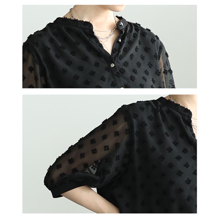 立体感で魅せる立体ドットふんわりスリーブシアーブラウス レディース ファッション | Sawa a la mode | 詳細画像5 