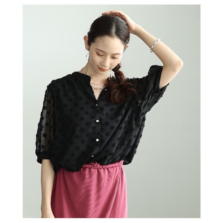 立体感で魅せる立体ドットふんわりスリーブシアーブラウス レディース ファッション | Sawa a la mode | 詳細画像7 