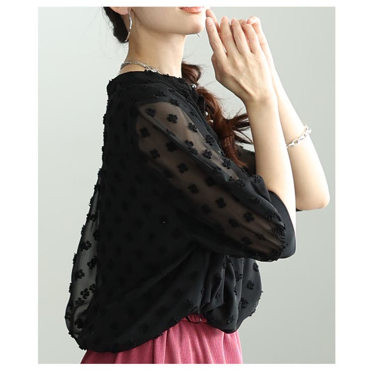 立体感で魅せる立体ドットふんわりスリーブシアーブラウス レディース ファッション | Sawa a la mode | 詳細画像8 