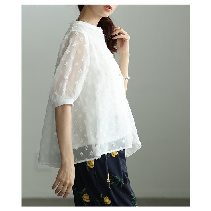 立体感で魅せる立体ドットふんわりスリーブシアーブラウス レディース ファッション | Sawa a la mode | 詳細画像17 